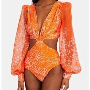 PatBO Coral Cut-Out Bodysuit Swimsuit XS